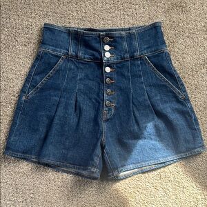 Veronica Beard High-Waisted Denim Button-Up Shorts, 29